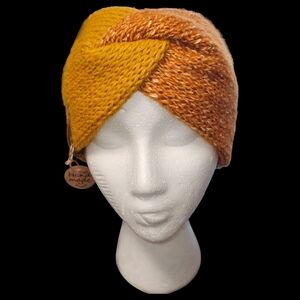 Adult Knit Mustard Yellow and Tweed Copper Hair Turban Headband